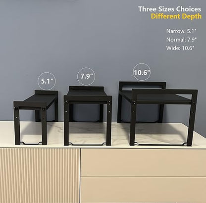 2 Pack Expandable Cabinet Shelf 5.1"D Adjustable Counter Riser Rack Black - color: Black, size: 5.1"D (narrow) - 2 Pack