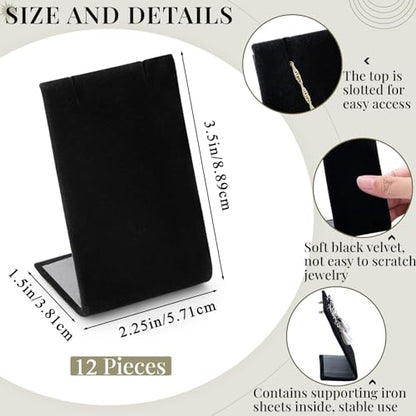 RattanView 12 Pcs Velvet Earring Display Stand Necklace Holder Black - color: Black