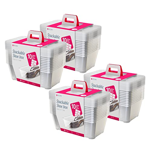Life Story 40 Pack Stackable Shoe Boxes, 6 Liter Plastic Storage Organizers