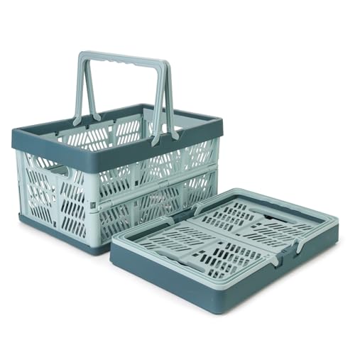 Domiella 2-Pack Foldable Storage Baskets, 20L Collapsible Crates PP Blue - color: Blue
