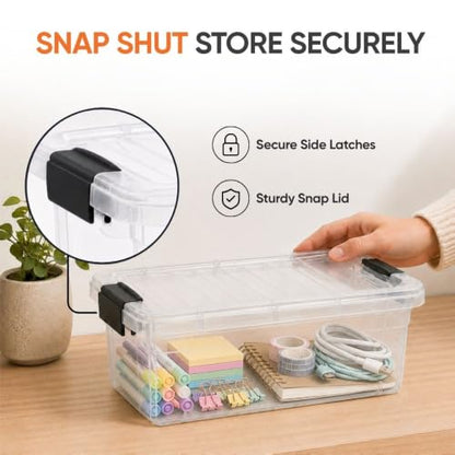 Superio 1.05 Quart Mini Clear Plastic Storage Container with Lid, Stackable Small Organizer Box for Crayons, Art Supplies, Beads, Sewing, Stationery & Food Storage, 2 Pack - size: 1.05 Quart