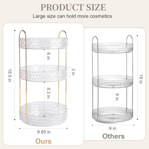 Large Capacity Rotating Makeup Organizer Perfume Stand Holder, 3 Tier Clear - color: Clear, size: 3 Tier (Standard)