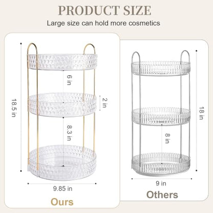 Large Capacity Rotating Makeup Organizer Perfume Stand Holder, 3 Tier Clear - color: Clear, size: 3 Tier (Standard)