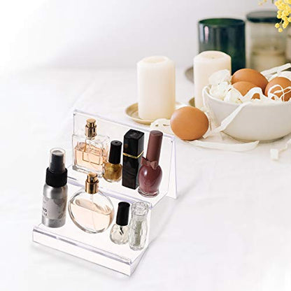 DOITOOL Clear Acrylic Purse Display Stand Holder Wallet Stand 2 Tier Handbag Purse Display Stand Glasses Holder Jewelry Display Riser Shelf for Home Decoration and Organizer - size: 2 Tier
