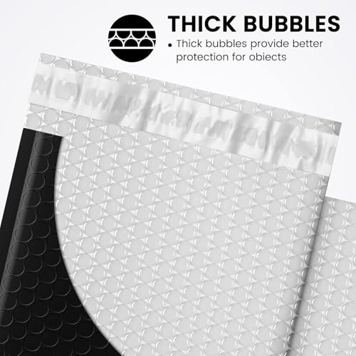 Fuxury Bubble Mailers 6x10" Black Padded Envelopes 50 Pack Usable Size 6x9" - color: Black, size: 6x10" 50PC