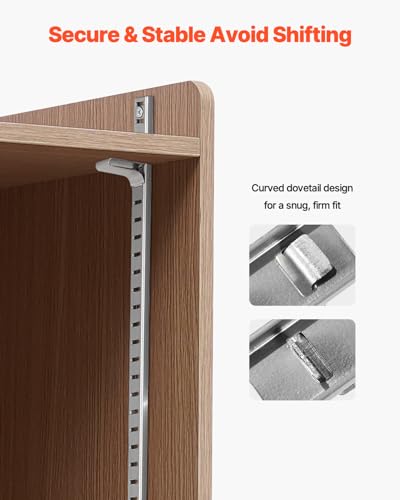 VEVOR Shelf Clips, 40 Pack, Adjustable Steel Pilaster Shelf Clips Support for Metal, Wood, Glass Shelves, Compatible with Wardrobes, Cabinets, Bookcases, Shoe Racks and Display Racks (Silver) - style: Horizontal Brackets