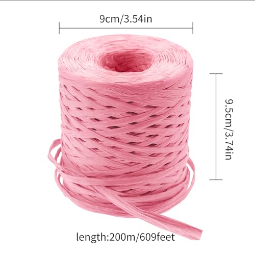 218 Yards Raffia Paper Craft Ribbon Packing Paper Twine, 1/4 Inch by 218 Yards - color: Pink