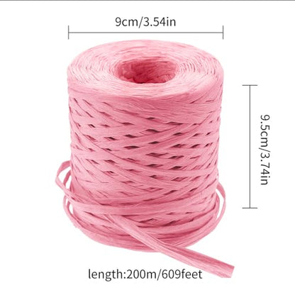 218 Yards Raffia Paper Craft Ribbon Packing Paper Twine, 1/4 Inch by 218 Yards - color: Pink