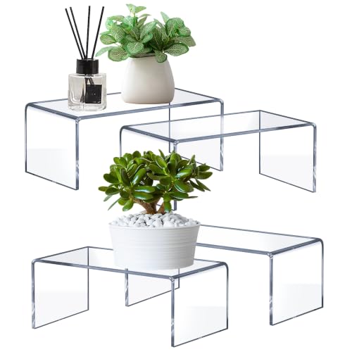 Large Acrylic Risers 4 Pcs (2 Sizes), 5mm Thick Display Stands