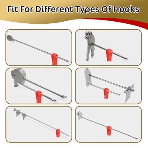 120 Packs Peg Hook Locks, 6 mm Plastic Magnet Security Red Stop Lock Anti-Theft Pegboard Display Hook Locks for Retail Shop and Shopping Center