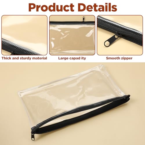 10 Pack Clear Cash Register Clear Plastic Cash Envelopes Money Pouch Bank Deposit Bag Check Wallet Receipt Coupon Stickers Stamps Envelope Case Index Card Holder Organizer Zipper Closure 4.7x 8.4 Inch
