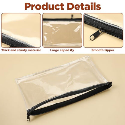 10 Pack Clear Cash Register Clear Plastic Cash Envelopes Money Pouch Bank Deposit Bag Check Wallet Receipt Coupon Stickers Stamps Envelope Case Index Card Holder Organizer Zipper Closure 4.7x 8.4 Inch