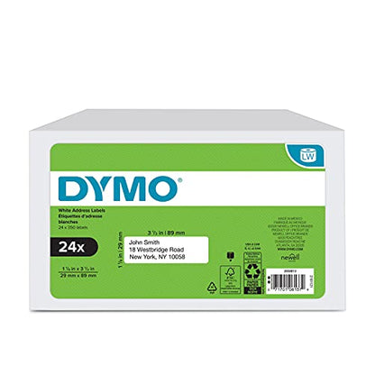DYMO Authentic LW Mailing Address Labels, For LabelWriter Label Printers, White, 1-1/8" x 3-1/2", 24 Rolls of 350 (8400 Total) - size: 24 Rolls, style: Small Mailing Address