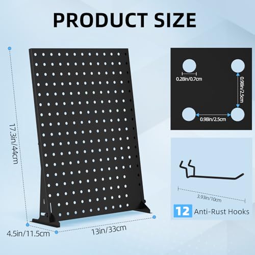 Urban Deco 2 PCS Pegboard Display Stand with 24 Hooks, 17 x 13 Inch, Black - color: Black, style: 2 Set 24 Hooks