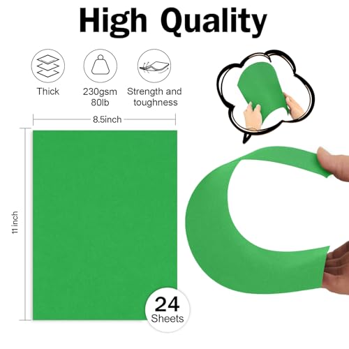 Goefun 24 Sheets 80lb Forest Green Cardstock 8.5 x 11 Thick Printer Paper - color: green, size: 8.5x11