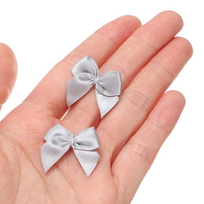 MECCANIXITY Mini Ribbon Bow 1" Mini Fabric Flower Bows Silver 150Pcs - color: Silver