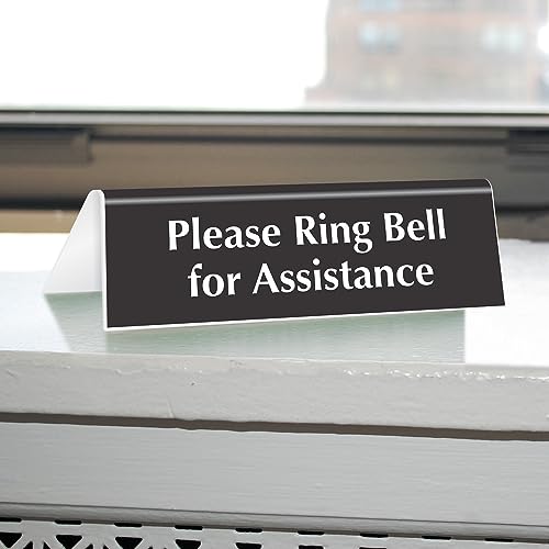SmartSign 2" x 6" V-Shaped Acrylic Table Top Desk Counter Sign, Double-Sided, Formal/Professional Style, Made in USA - color: Please Ring Bell for Assistance Sign