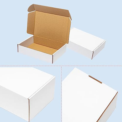 Wowxyz Shipping Boxes 7x5x2" 25 Pack - White Corrugated Cardboard Box Mailers for Small Business, Literature Mailer Box Packaging Supplies - size: 7x5x2"