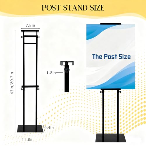 2 Pack Heavy Duty Adjustable Pedestal Sign Holder, 83" Poster Stand(Black) - color: Black