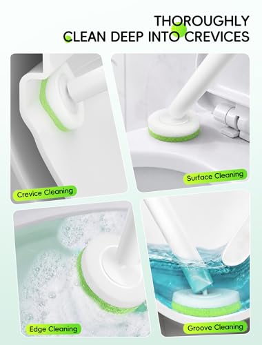 Wall Mounted Disposable Toilet Brush System with Holder, Toilet Bowl Cleaning Wand with Green Refills and One-Button Release, 1 Wand and Holder with 24 Green Refills