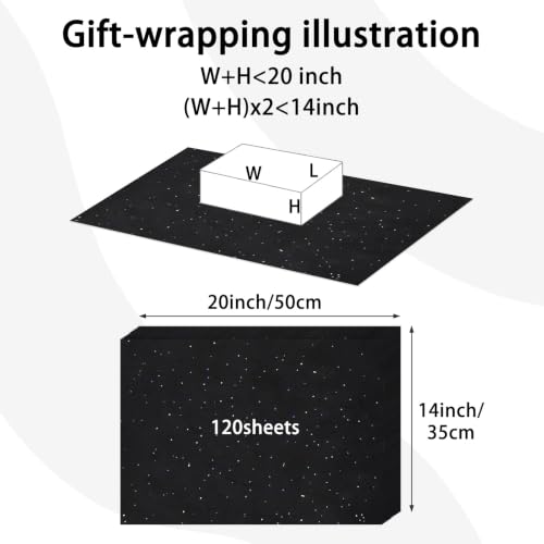 120 Sheets 14 x 20 Inch Black Glitter Tissue Paper for Gift Bags - color: Glitter Black