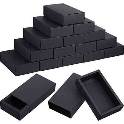 Zonon 30 Pieces Kraft Paper Drawer Box Small Crafts Cardboard Box,Black - color: Black
