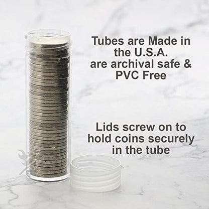 OnFireGuy 10pcs Coin Storage Tubes | Nickel Coin Tubes Round Clear Tubes with Screw-on Lid Made in USA by Edgar Marcus - size: Nickel