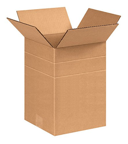 Aviditi MD8812R Multi-Depth Corrugated Cardboard Box 8 1/2" L x 8 1/2" W x 12" H, Kraft, For Shipping, Packing and Moving (Pack of 25)