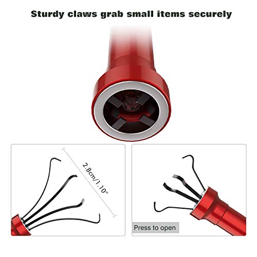 Housolution Grabber Tool Magnetic, Bendable Reacher with LED Lights, Red - color: Claw Grabber-red