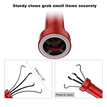 Housolution Grabber Tool Magnetic, Bendable Reacher with LED Lights, Red - color: Claw Grabber-red