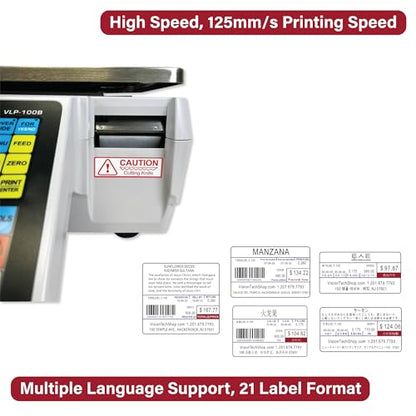 VisionTechShop VLP-100B Label Printing Scale, Capacity 30/60lb Readability 0.01/0.02lb, NTEP Legal for Trade, English, Spanish Available - size: 5. VLP-100B Default Language, style: VLP-100B