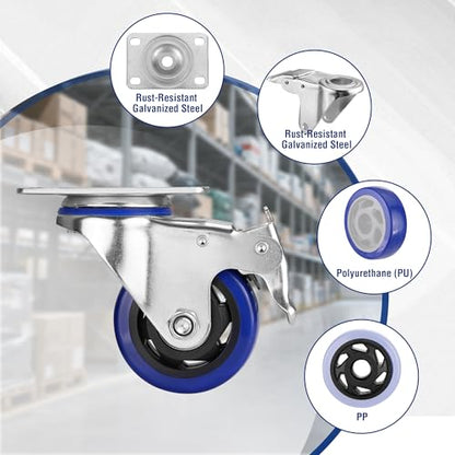 WORKPRO 3" Caster Wheels, 1760 LBS Heavy Duty Swivel Casters, Set of 4 - style: 3 Inch