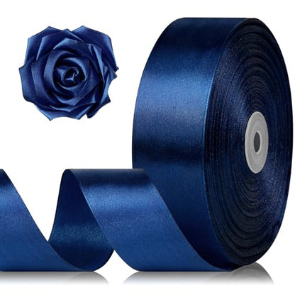 Dark Blue Ribbon 1-1/2 Inch x 100 Yards, Satin Ribbon - color: Dark Blue