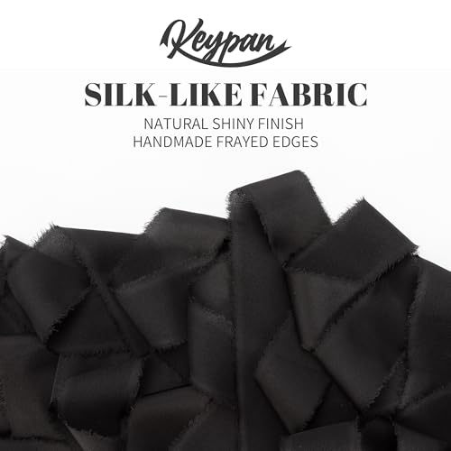 Keypan Black Frayed Satin Chiffon Ribbon, 1.5 Inches, 21 Yards - color: Black