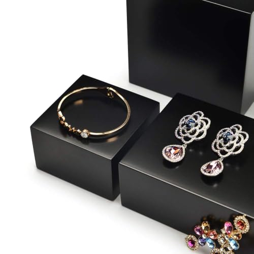Oirlv Solid Wood Minimalism Style Jewelry Display Stand Showcase Jewelry Organizer Black Square Holder (SM05304) - color: SM05304
