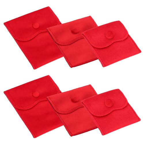 PATIKIL Velvet Jewelry Pouches, 6 Pcs Jewelry Packaging Gift Bags with Snap Button for Bracelet Rings Watch Necklace, (3"x3"/4"x4"/4"x5") Red - color: Red, size: (3"x3"/4"x4"/4"x5")