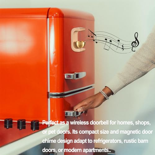 2Pack Magnetic Door Chime, Wooden Wind Chime Bells for Door Opening, Wireless Adhesive Entry Alert with Soft Chime for Home, Office, Pet Doors.