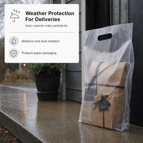 9"x12" Clear Plastic Bags With Handles - 2.25 Mil Extra Thick - 100 Pack - size: 9" x 12"