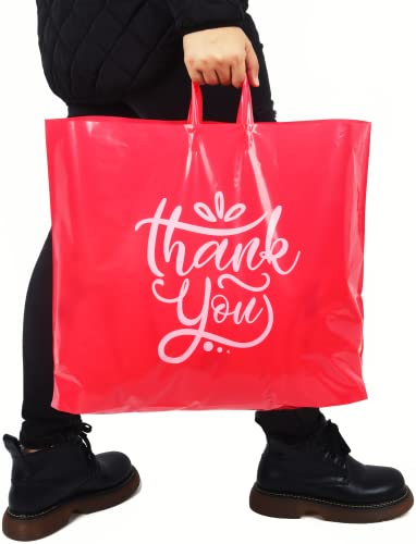 19x15 Large Thank You Bags with Handles for Small Business, 60 pack - color: Pink