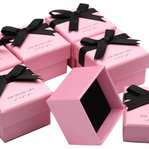 ShinyGift 24 Pcs Jewelry Gift Boxes Cardboard Jewelry Boxes Packaging Pink Square Gift Box for Ring Badge Brooch Earring Display (pink) - color: pink