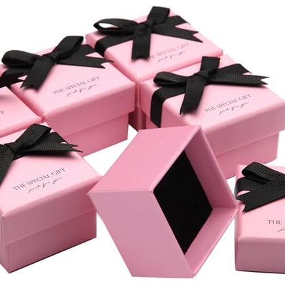 ShinyGift 24 Pcs Jewelry Gift Boxes Cardboard Jewelry Boxes Packaging Pink Square Gift Box for Ring Badge Brooch Earring Display (pink) - color: pink