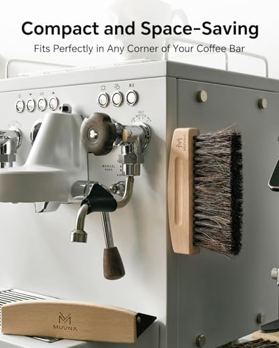 Coffee Brush and Dust Pan Set, Magnetic, Horsehair, Wood, Black - color: Black, size: Upgraded