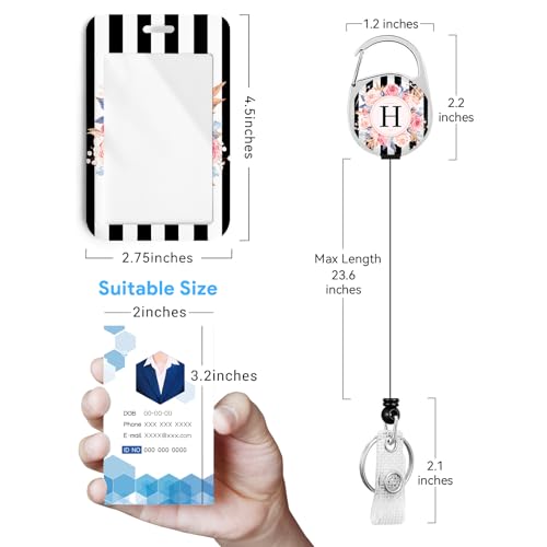 2 Pack A-Z Letter ID Badge Holder with Clip Badge Reels - color: 2pack-h