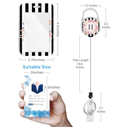 2 Pack A-Z Letter ID Badge Holder with Clip Badge Reels - color: 2pack-h