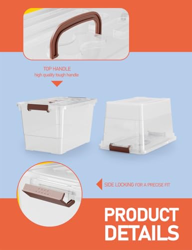 WYT 32 Qt Plastic Clear Storage Bin with Durable Lids and Latching Buckle, 6-Pack Tote Organizing Box Stackable and Nestable - size: 32qt - 6 pack