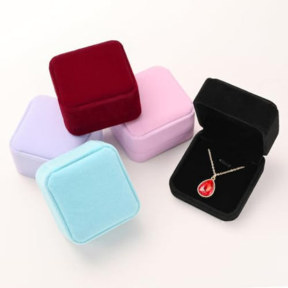 Velvet Necklace Pendant Gift Box Jewelry Box 2.8 x 2.8 x 1.6 inches (Blue) - color: Blue