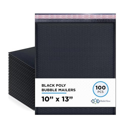 Black Bubble Mailers 10x13, Self Seal Poly Padded Envelopes, 100 Pack Bulk - color: Black, size: 10x13" / 100 Pack