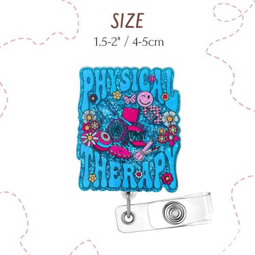 3PC Physical Therapist Badge Reels Physio Therapeutic Occupational Therapy Name Holder Retractable ID Clip Essentials for PT Student Assistant Rehab Aide Accessories Appreciation Gifts for Coworkers - style: Physical Therapist