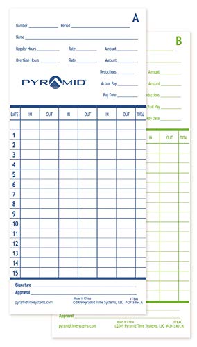 Pyramid Time Systems - Authentic Time Cards (42415PK3) - 300 Cards - size: 300 pk