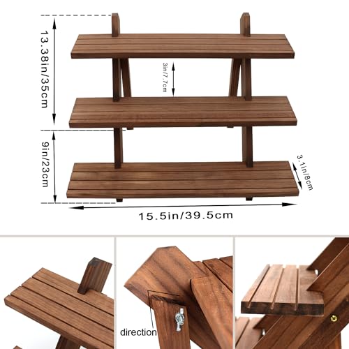 51pcs 3-Tier Wood Earring Display Stand, Retail Display Riser Earring, Ring Holder Stand, Removable Countertop Small Merchandise Display Stand with 50 Pcs Earring Card (Light Brown) - color: 3 Tier